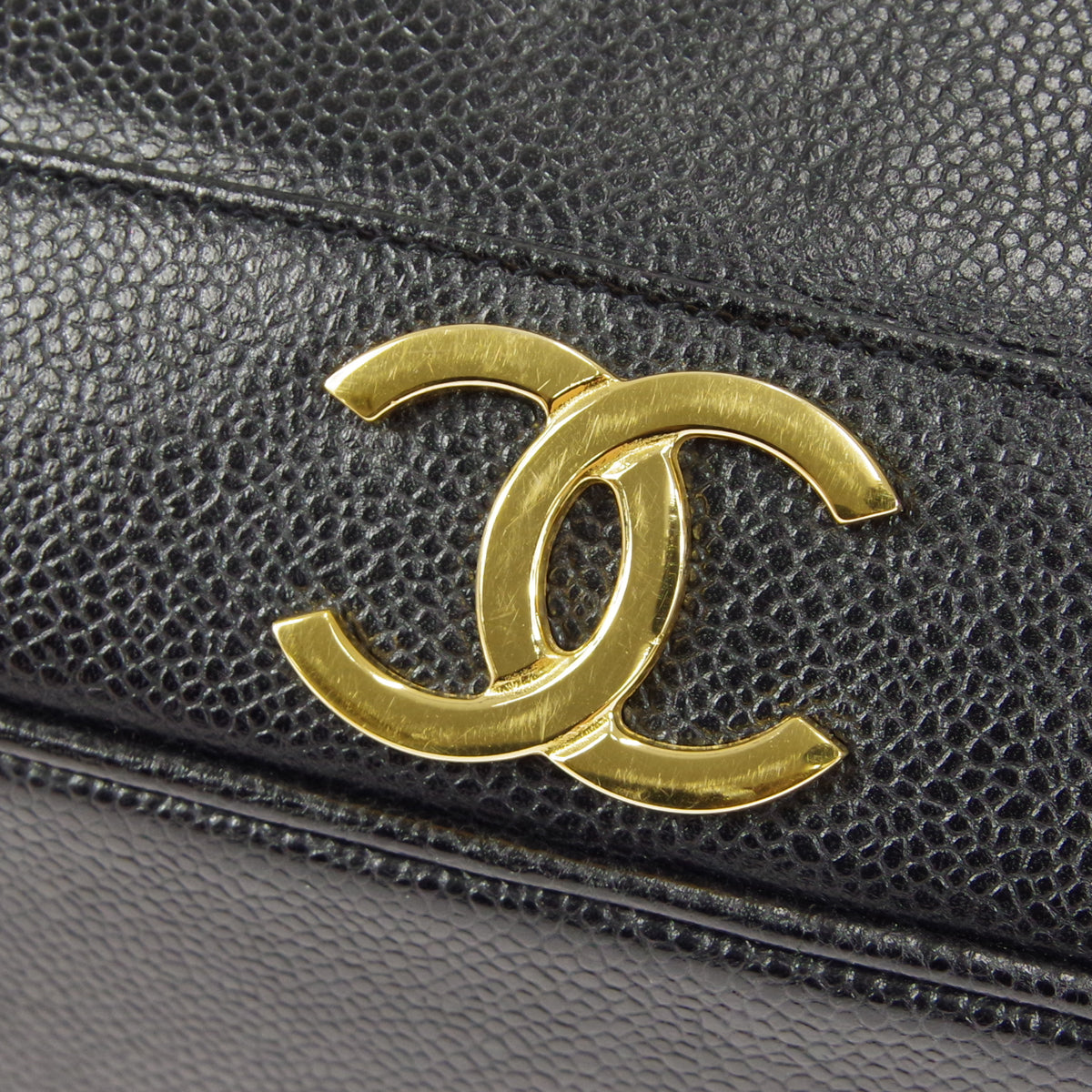 CHANEL Drawstring Chain Shoulder Bag Black Caviar