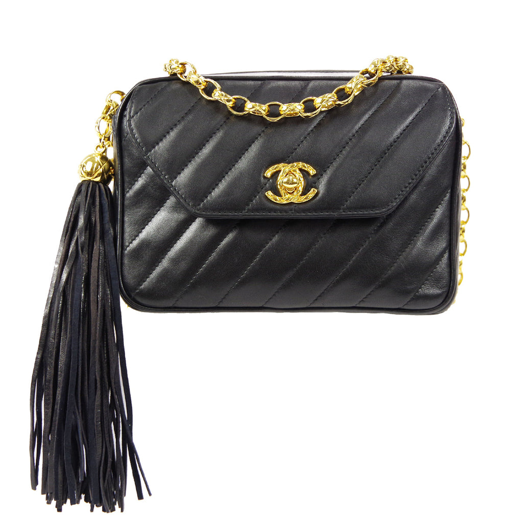CHANEL Bijou Chain Shoulder Bag Black Lambskin