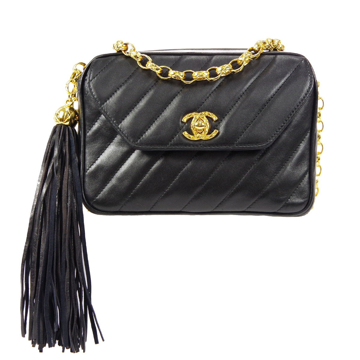 CHANEL Bijou Chain Shoulder Bag Black Lambskin
