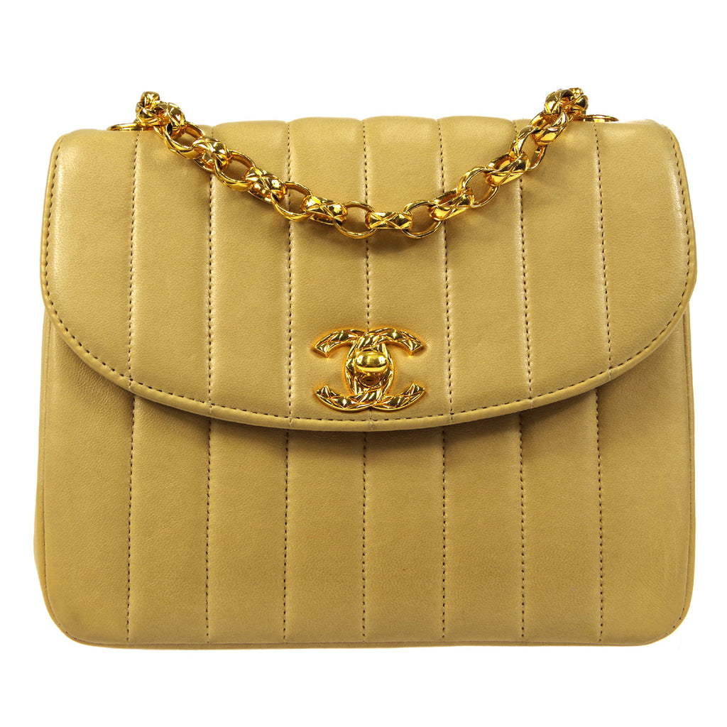 CHANEL Mademoiselle Bijou Chain Shoulder Bag Beige Lambskin
