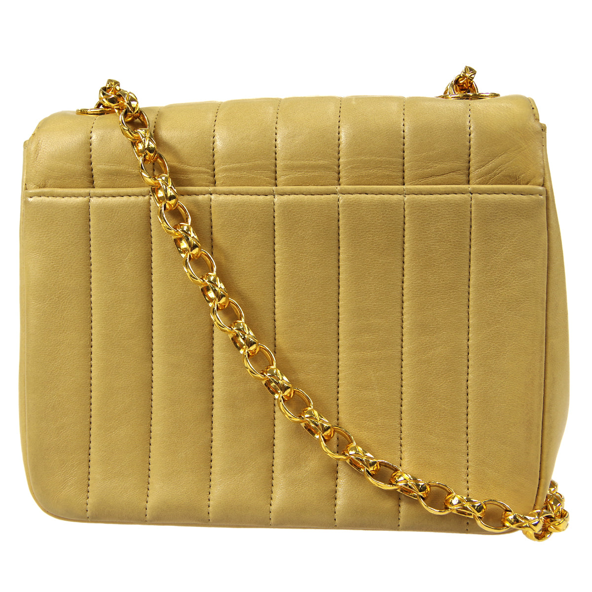 CHANEL Mademoiselle Bijou Chain Shoulder Bag Beige Lambskin