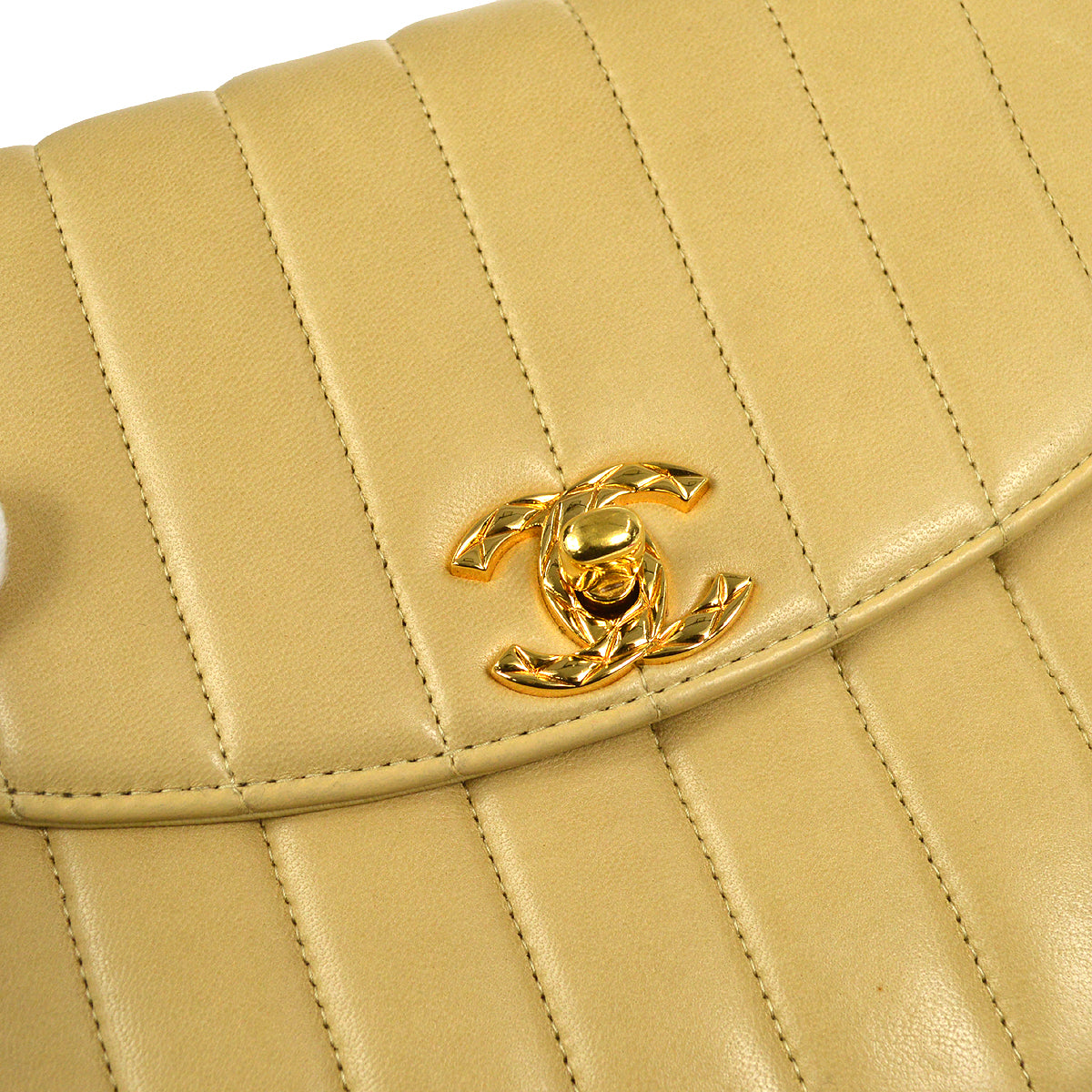 CHANEL Mademoiselle Bijou Chain Shoulder Bag Beige Lambskin