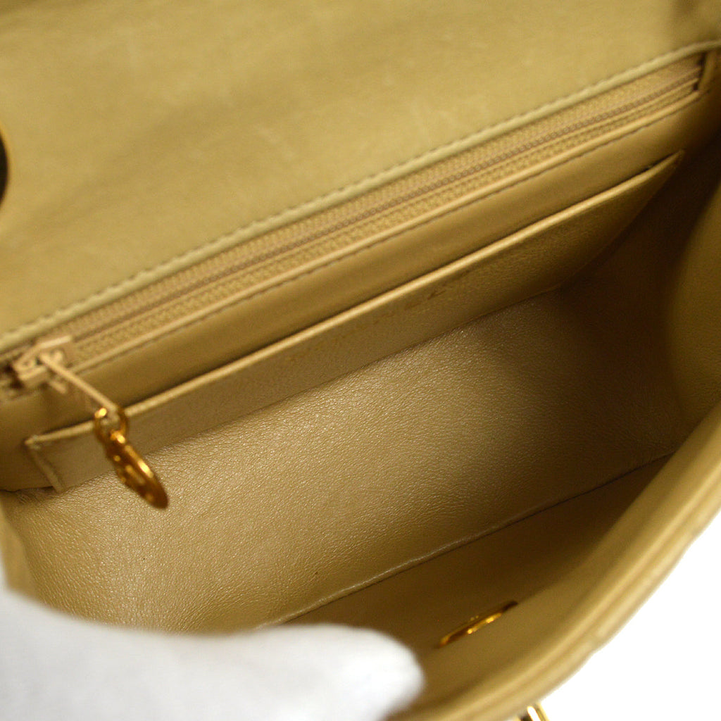 CHANEL Mademoiselle Bijou Chain Shoulder Bag Beige Lambskin