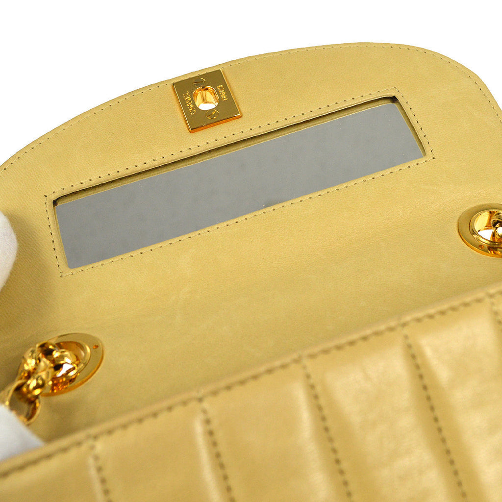 CHANEL Mademoiselle Bijou Chain Shoulder Bag Beige Lambskin