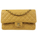 CHANEL 2001-2003 Classic Double Flap Medium Beige Caviar