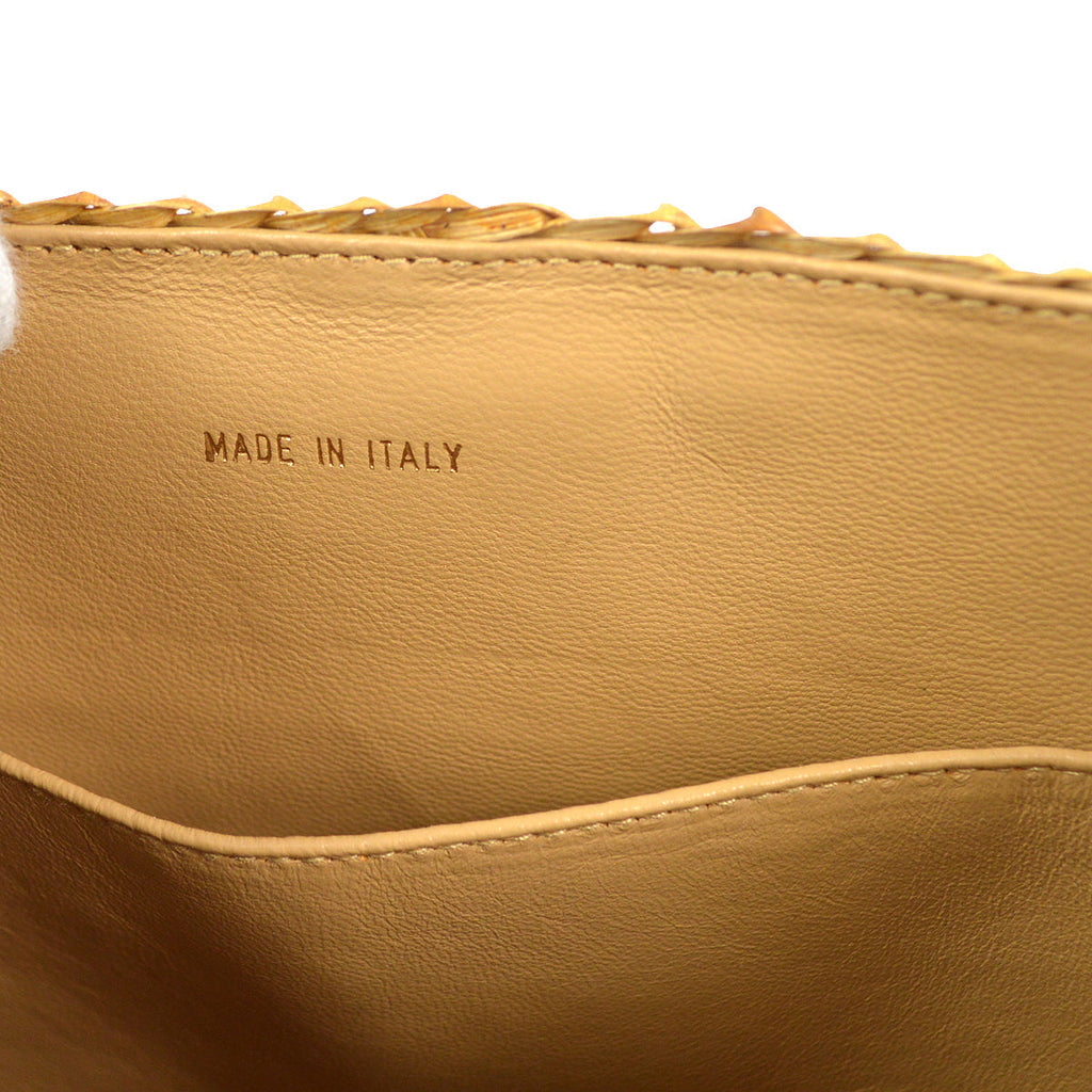 CHANEL Chain Basket Shoulder Bag Beige Straw