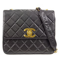 CHANEL Chain Shoulder Bag Black Lambskin