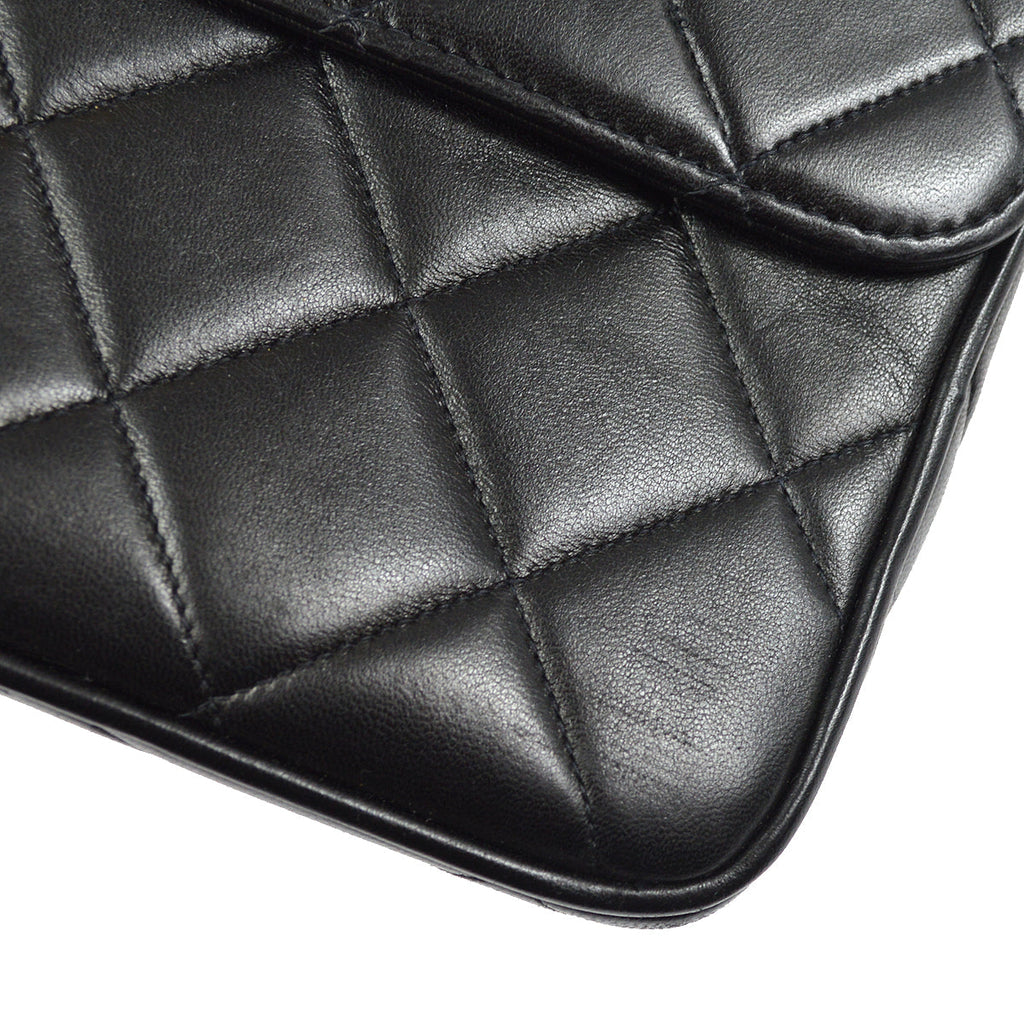 CHANEL Chain Shoulder Bag Black Lambskin