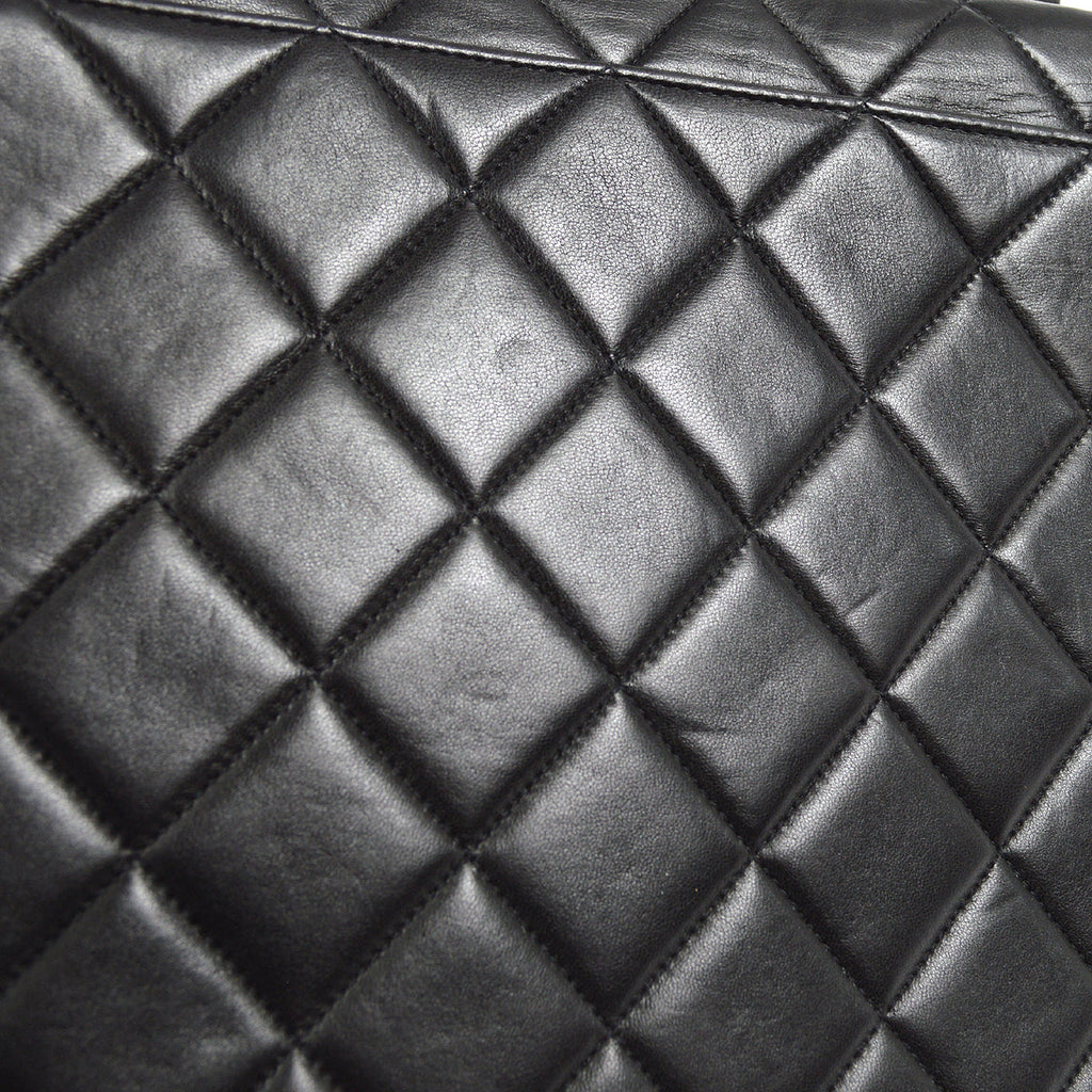 CHANEL Chain Shoulder Bag Black Lambskin