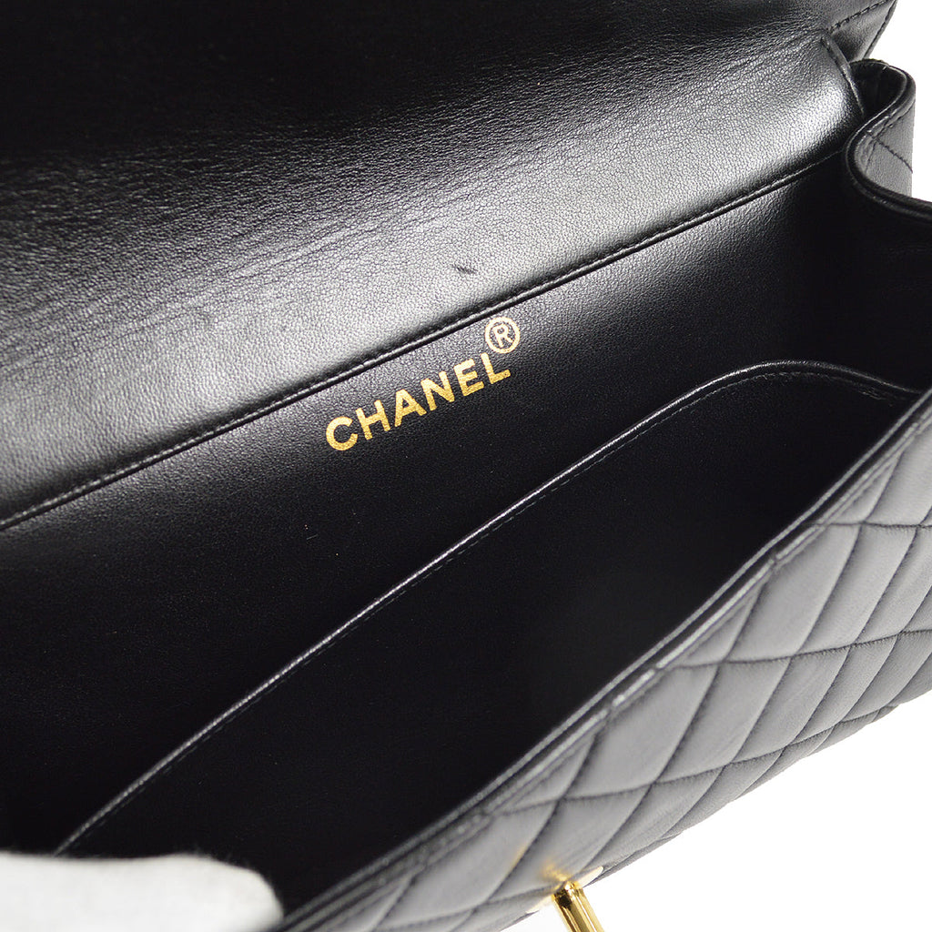 CHANEL Both Sides Classic Flap Medium Shoulder Bag Black Lambskin