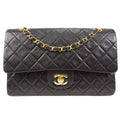 CHANEL Classic Double Flap Medium Shoulder Bag Black Lambskin