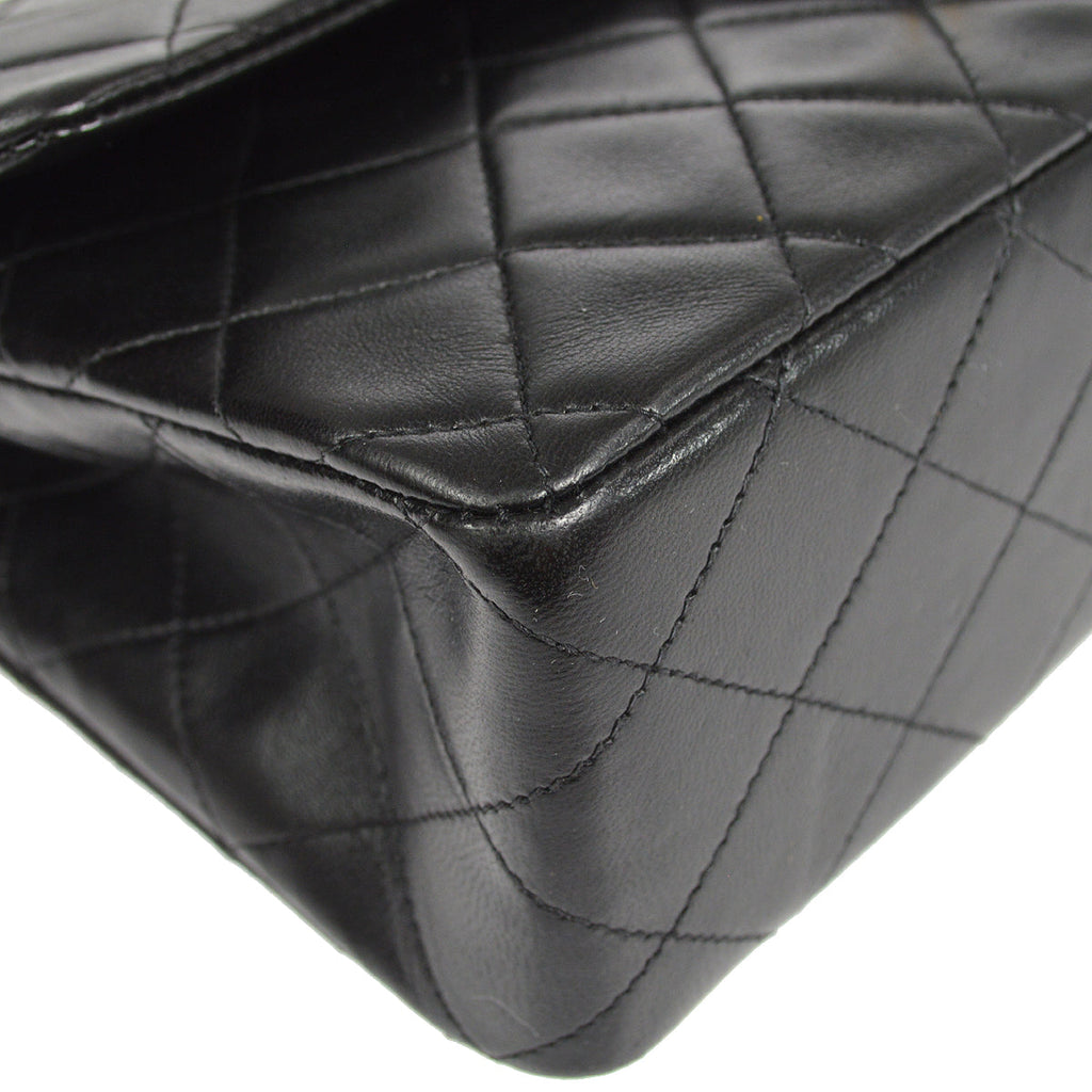 CHANEL Classic Double Flap Medium Shoulder Bag Black Lambskin