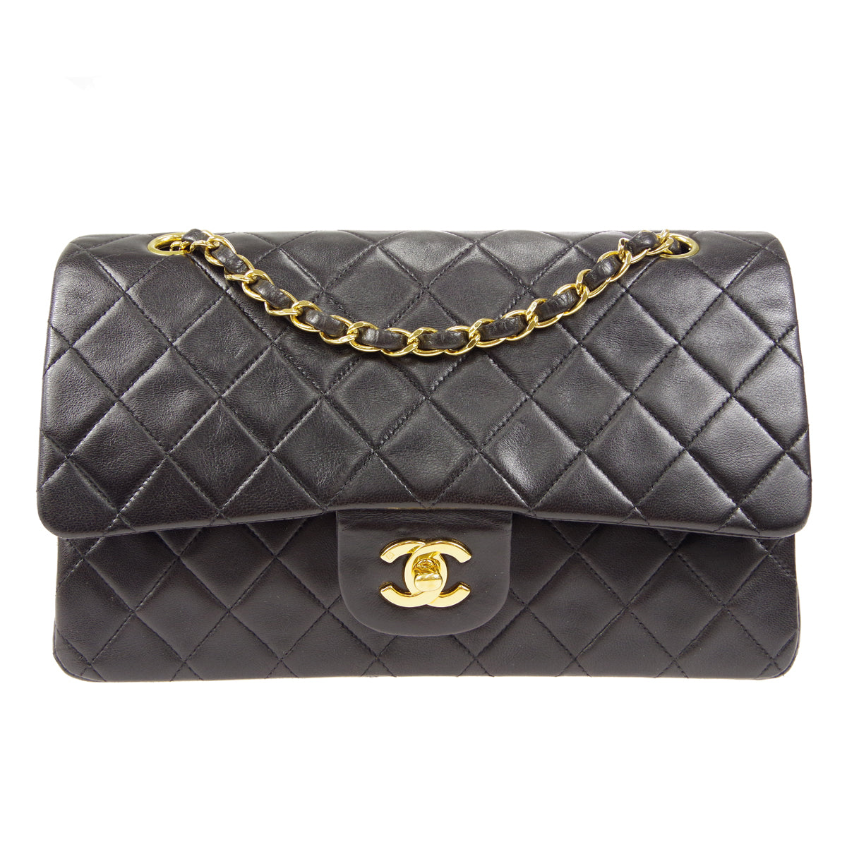 CHANEL 1997-1999 Classic Double Flap Medium Black Lambskin