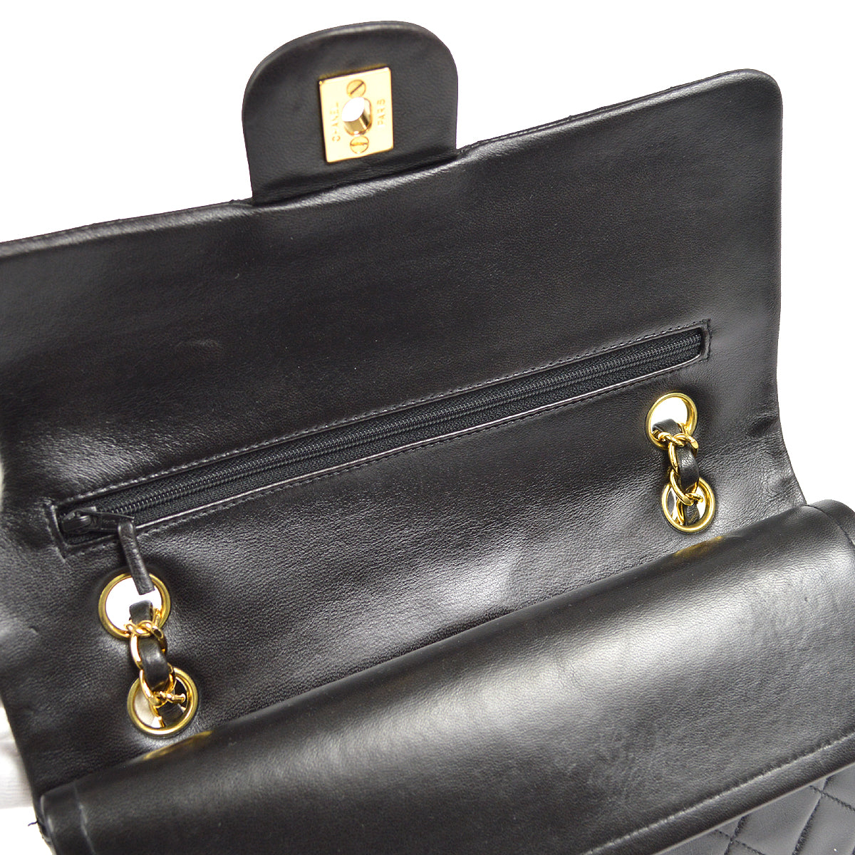 CHANEL 1997-1999 Classic Double Flap Medium Black Lambskin