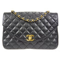 CHANEL Classic Flap Chain Shoulder Bag Black Lambskin