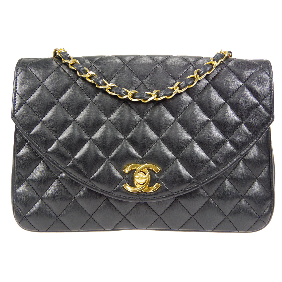 CHANEL Classic Flap Chain Shoulder Bag Black Lambskin