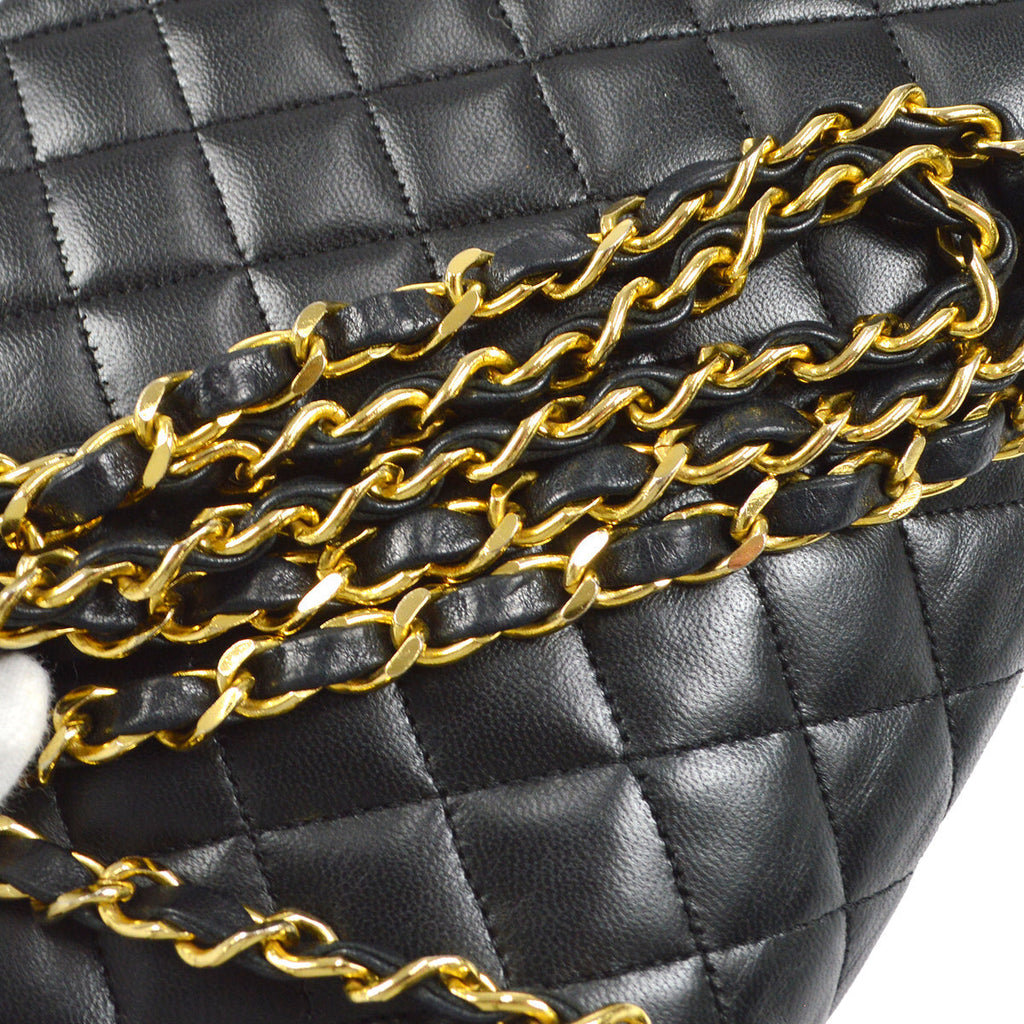 CHANEL Classic Flap Chain Shoulder Bag Black Lambskin