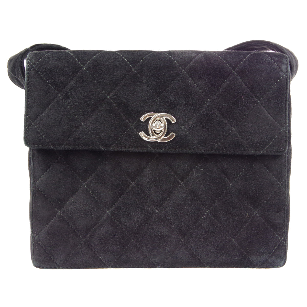 CHANEL Shoulder Bag Black Suede