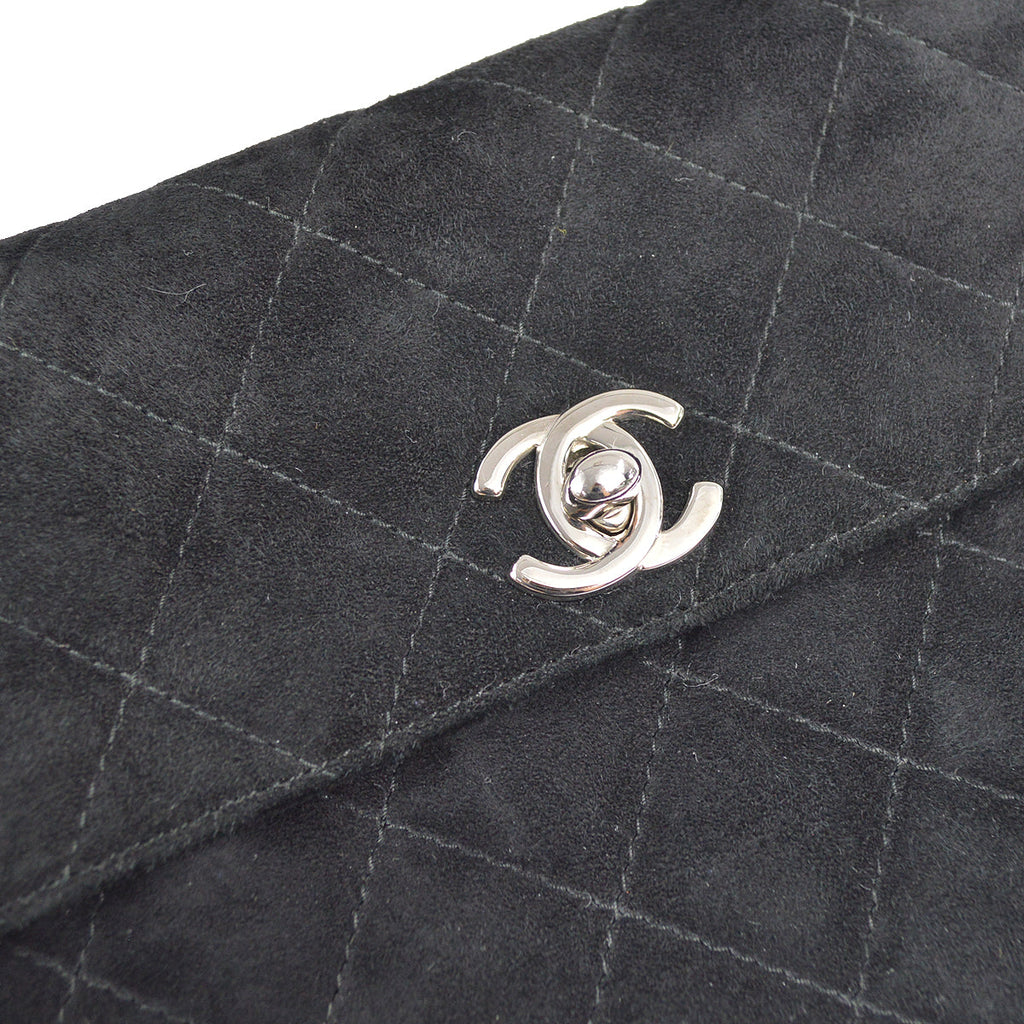 CHANEL Shoulder Bag Black Suede