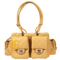 CHANEL Cambon Ligne Handbag Beige Calfskin