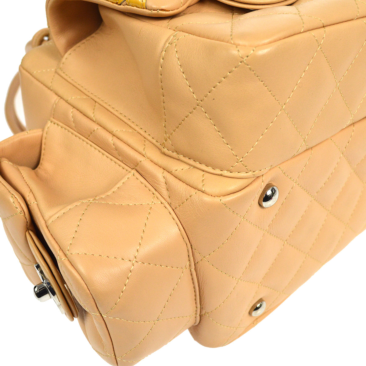CHANEL Cambon Ligne Handbag Beige Calfskin