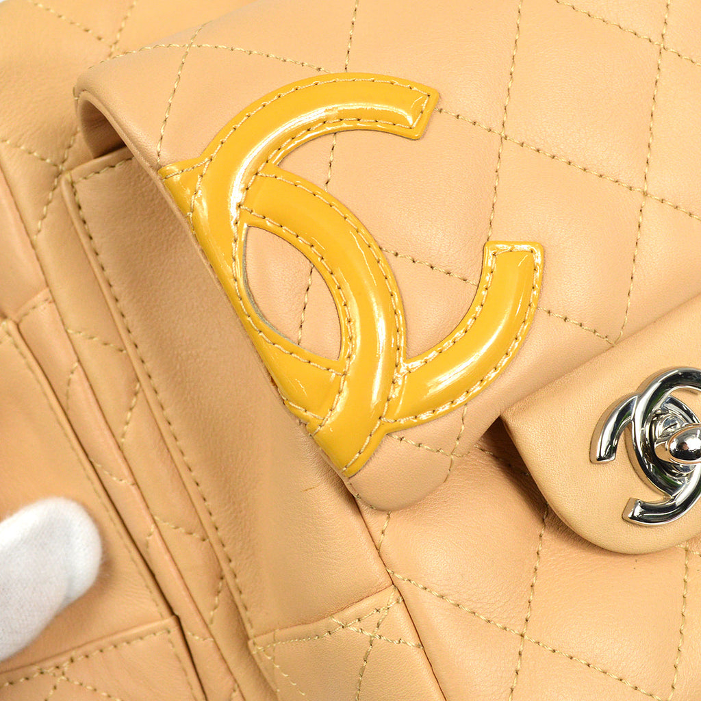 CHANEL Cambon Ligne Handbag Beige Calfskin