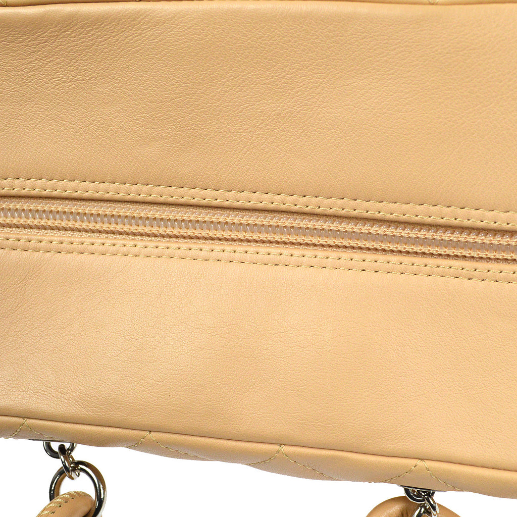 CHANEL Cambon Ligne Handbag Beige Calfskin