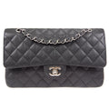 CHANEL Classic Double Flap Medium Shoulder Bag Black Caviar