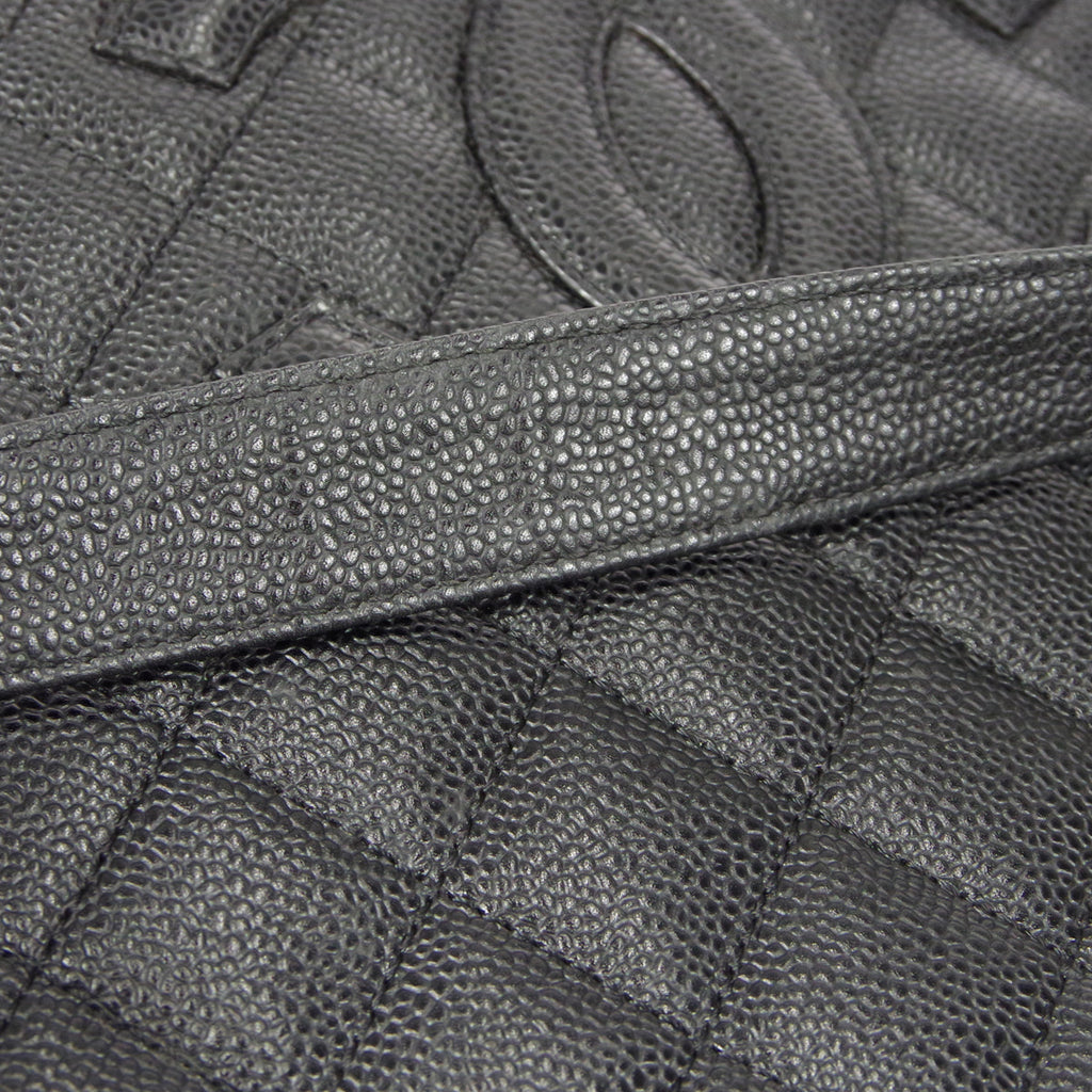 CHANEL Petite Shopping Tote PST Chain Hand Tote Bag Black Caviar