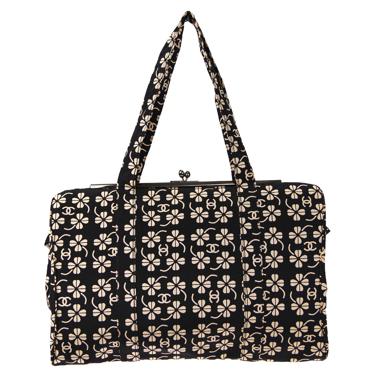 CHANEL Clover Shoulder Bag Beige Black