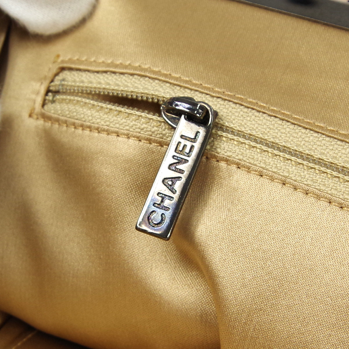 CHANEL Clover Shoulder Bag Beige Black