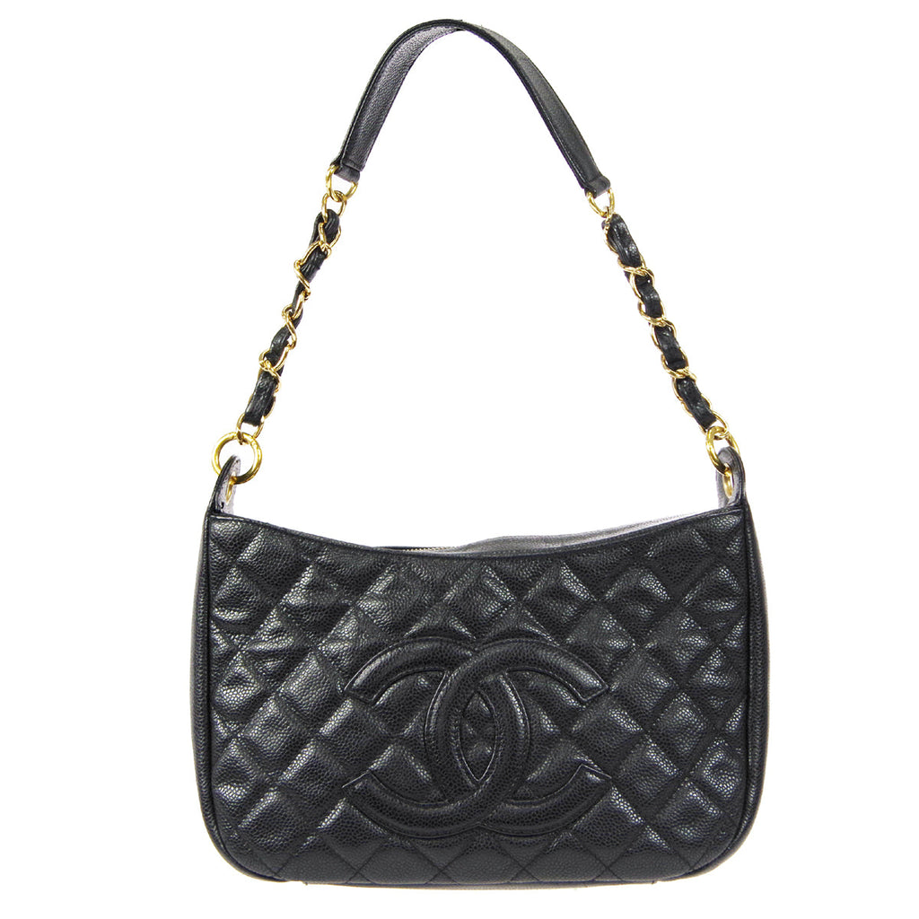 CHANEL Chain Handbag Black Caviar