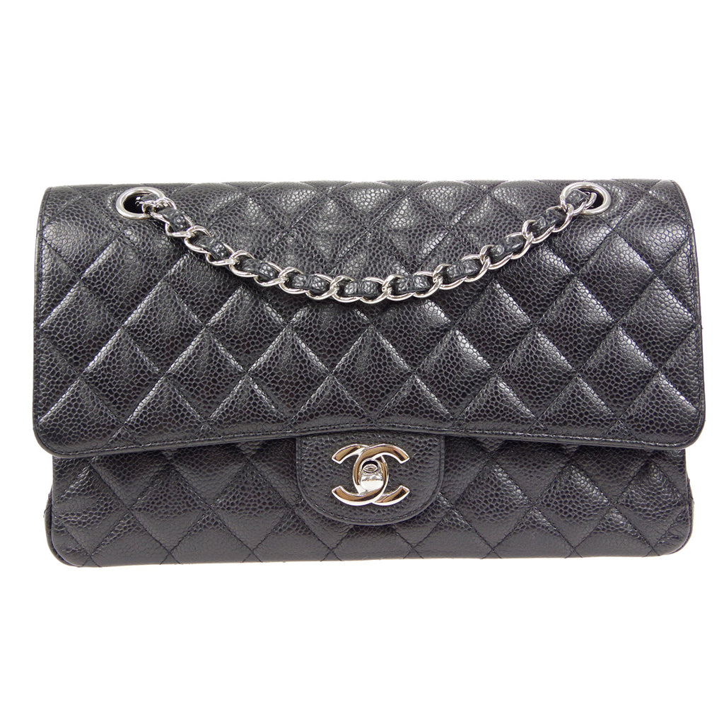 CHANEL Classic Double Flap Medium Shoulder Bag Black Caviar