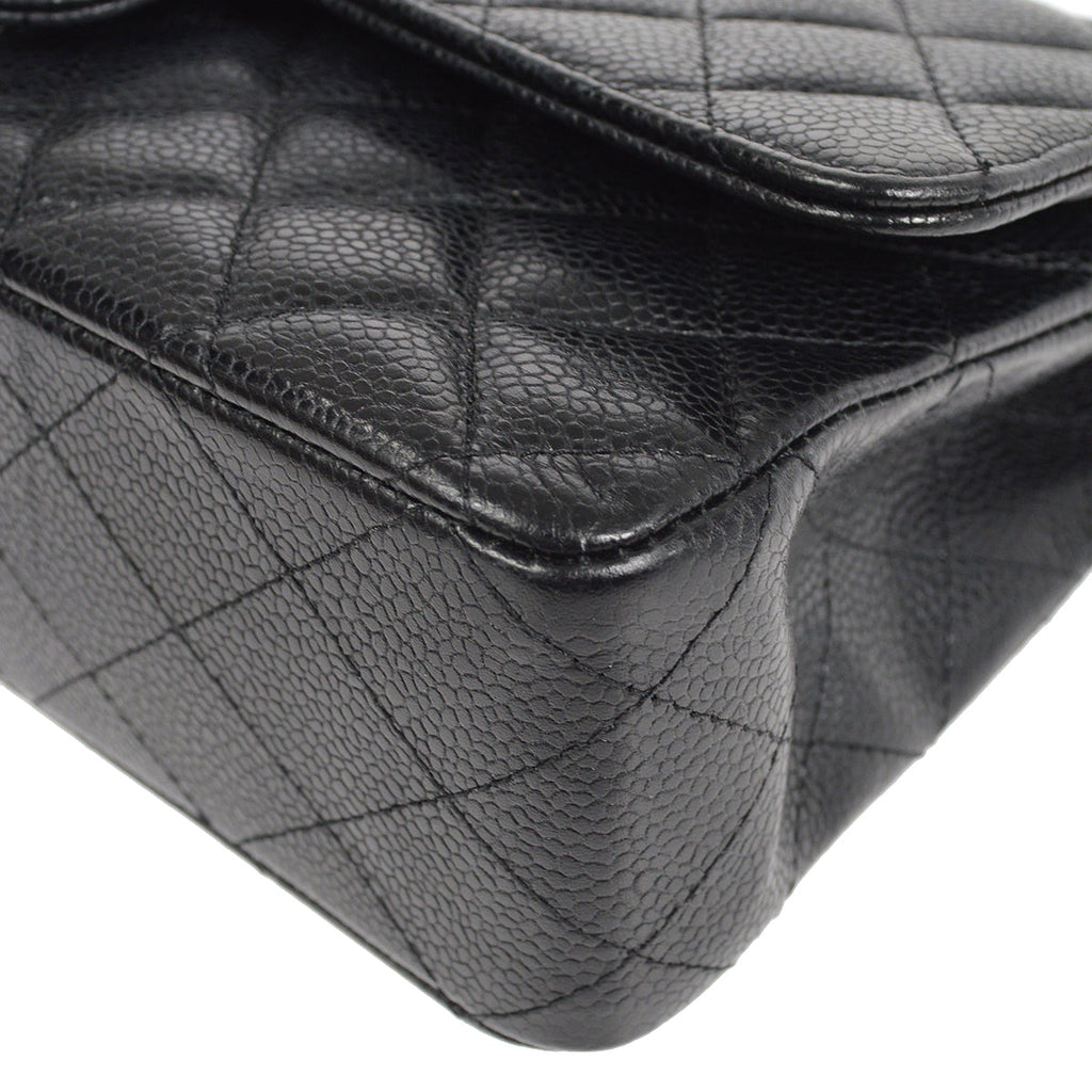 CHANEL Classic Double Flap Medium Shoulder Bag Black Caviar