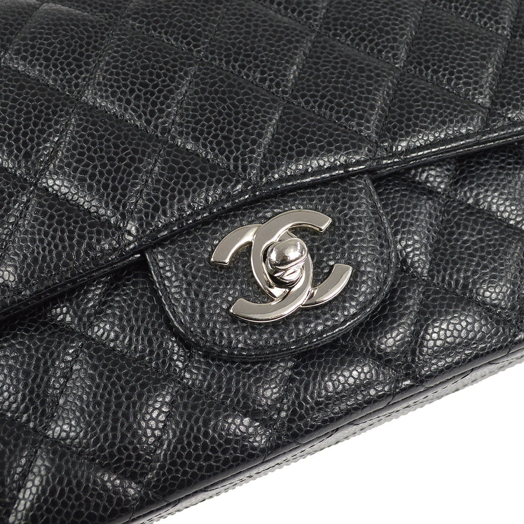 CHANEL Classic Double Flap Medium Shoulder Bag Black Caviar