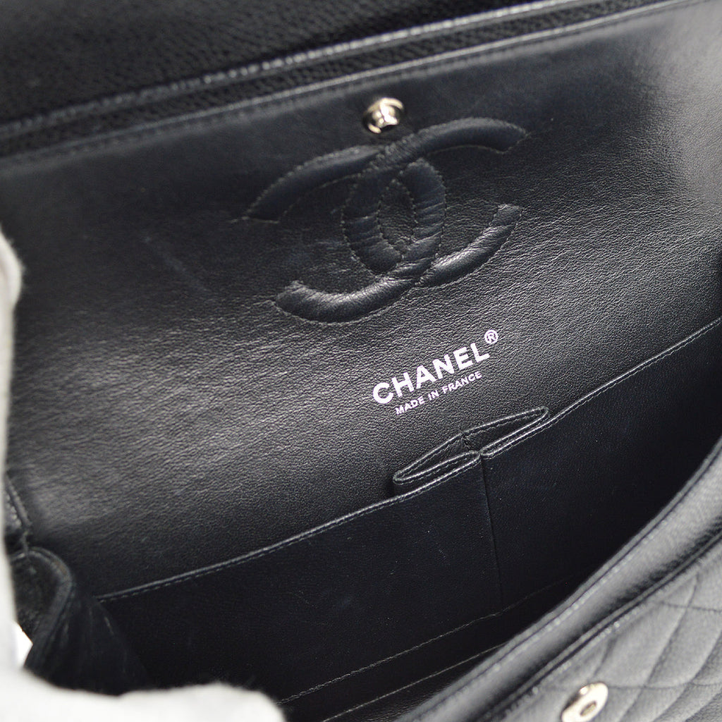 CHANEL Classic Double Flap Medium Shoulder Bag Black Caviar