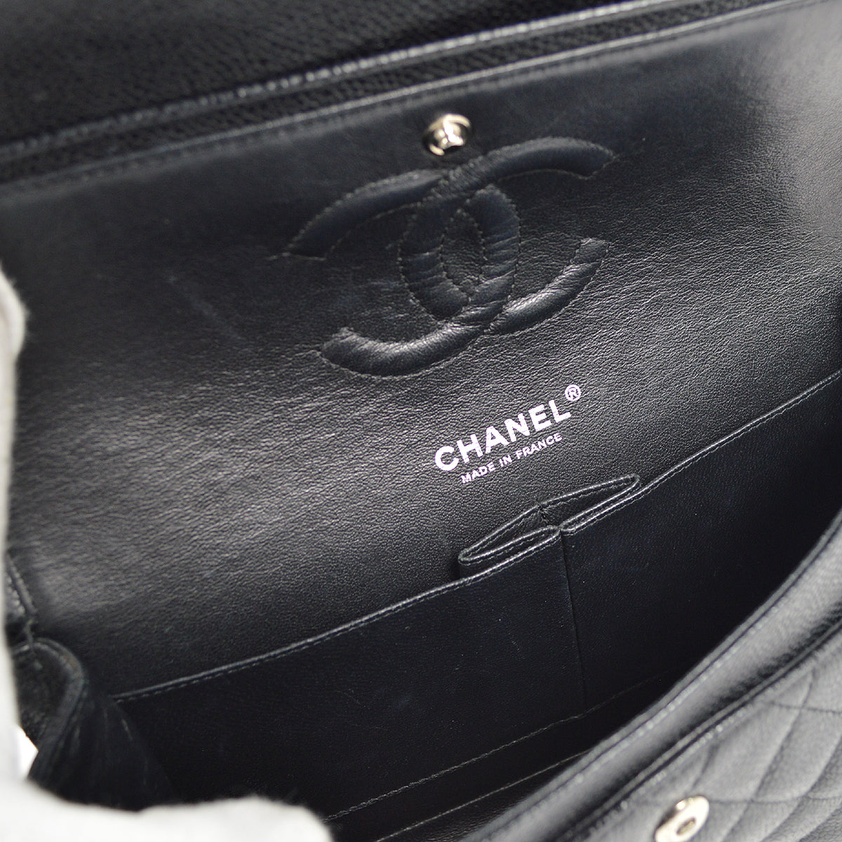 CHANEL Classic Double Flap Medium Shoulder Bag Black Caviar
