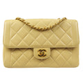 CHANEL Classic Single Flap Medium Shoulder Bag Beige Lambskin