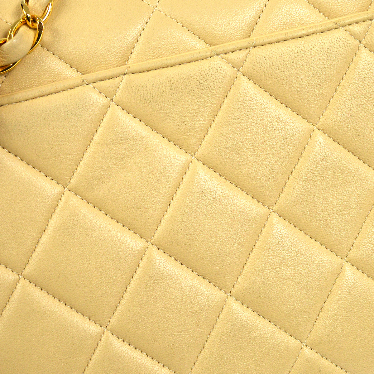 CHANEL Classic Single Flap Medium Shoulder Bag Beige Lambskin