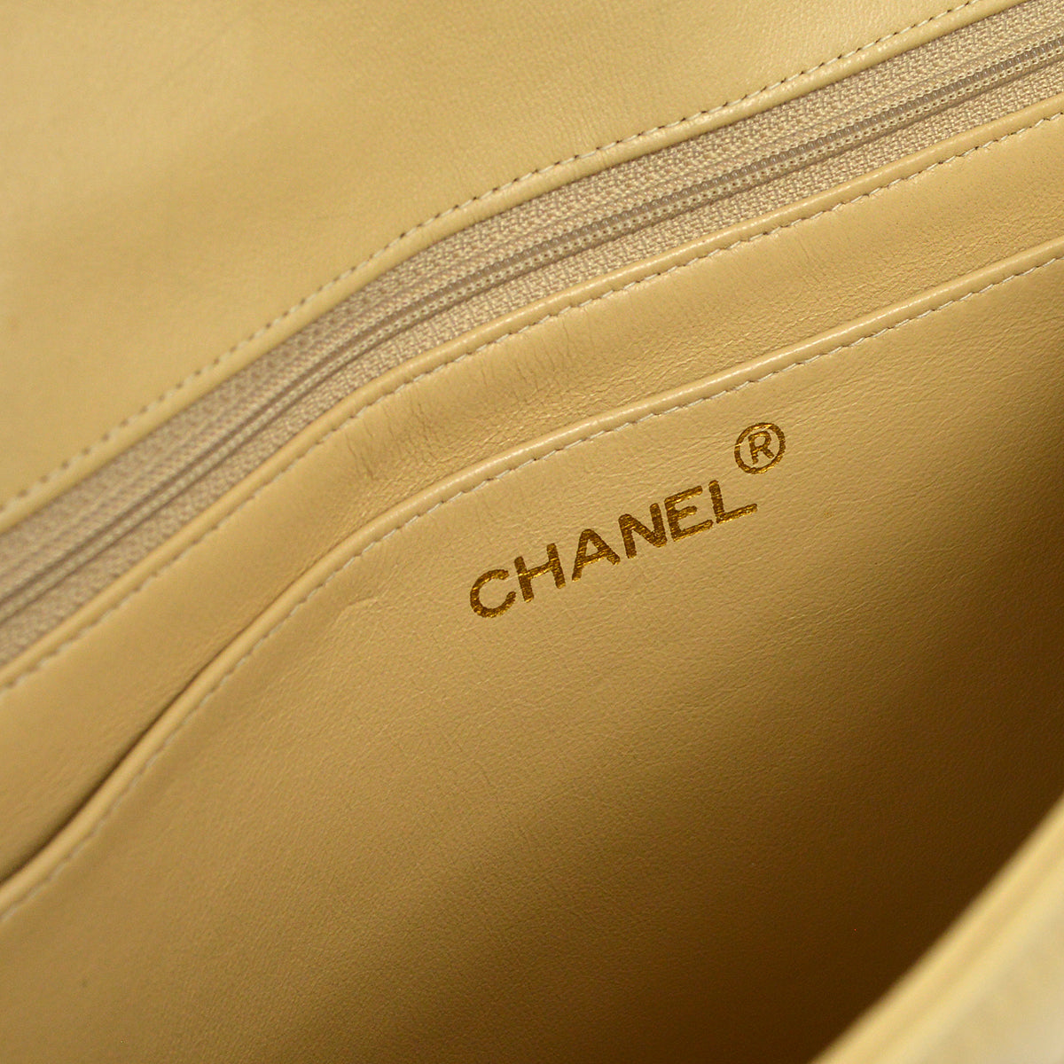 CHANEL Classic Single Flap Medium Shoulder Bag Beige Lambskin