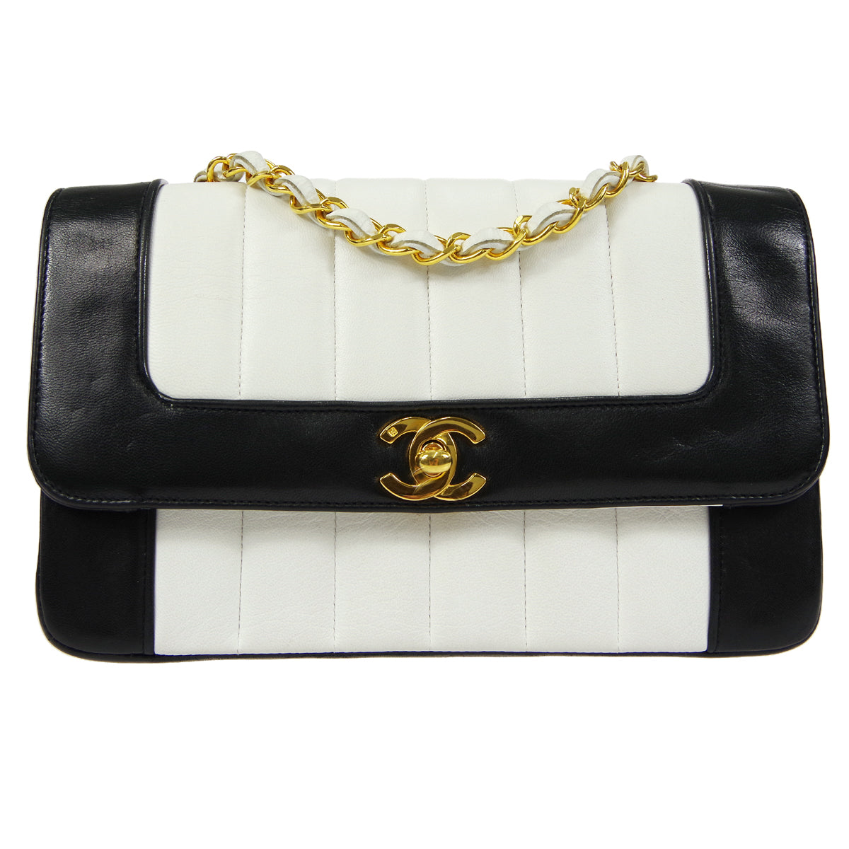 CHANEL Mademoiselle Chain Shoulder Bag Bi-Color Lambskin