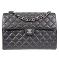 CHANEL Classic Flap Jumbo Double Chain Shoulder Bag Black Caviar