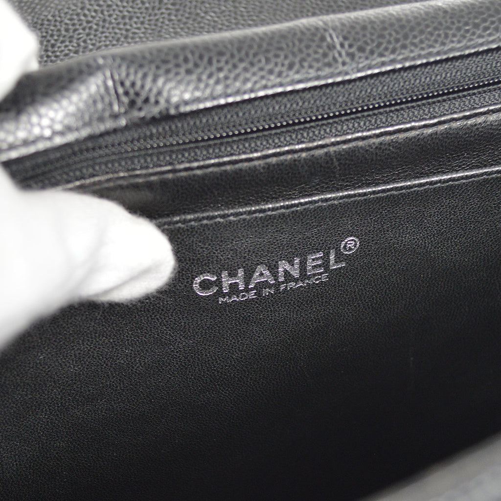 CHANEL Classic Flap Jumbo Double Chain Shoulder Bag Black Caviar