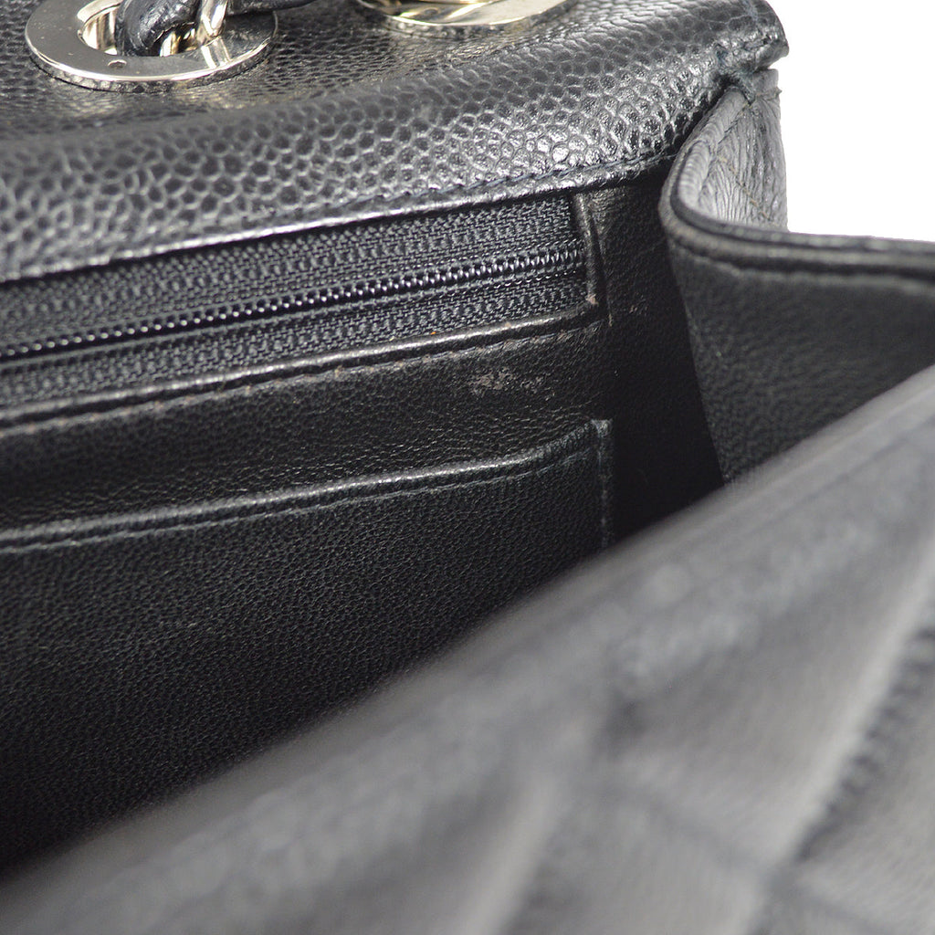 CHANEL Classic Flap Jumbo Double Chain Shoulder Bag Black Caviar