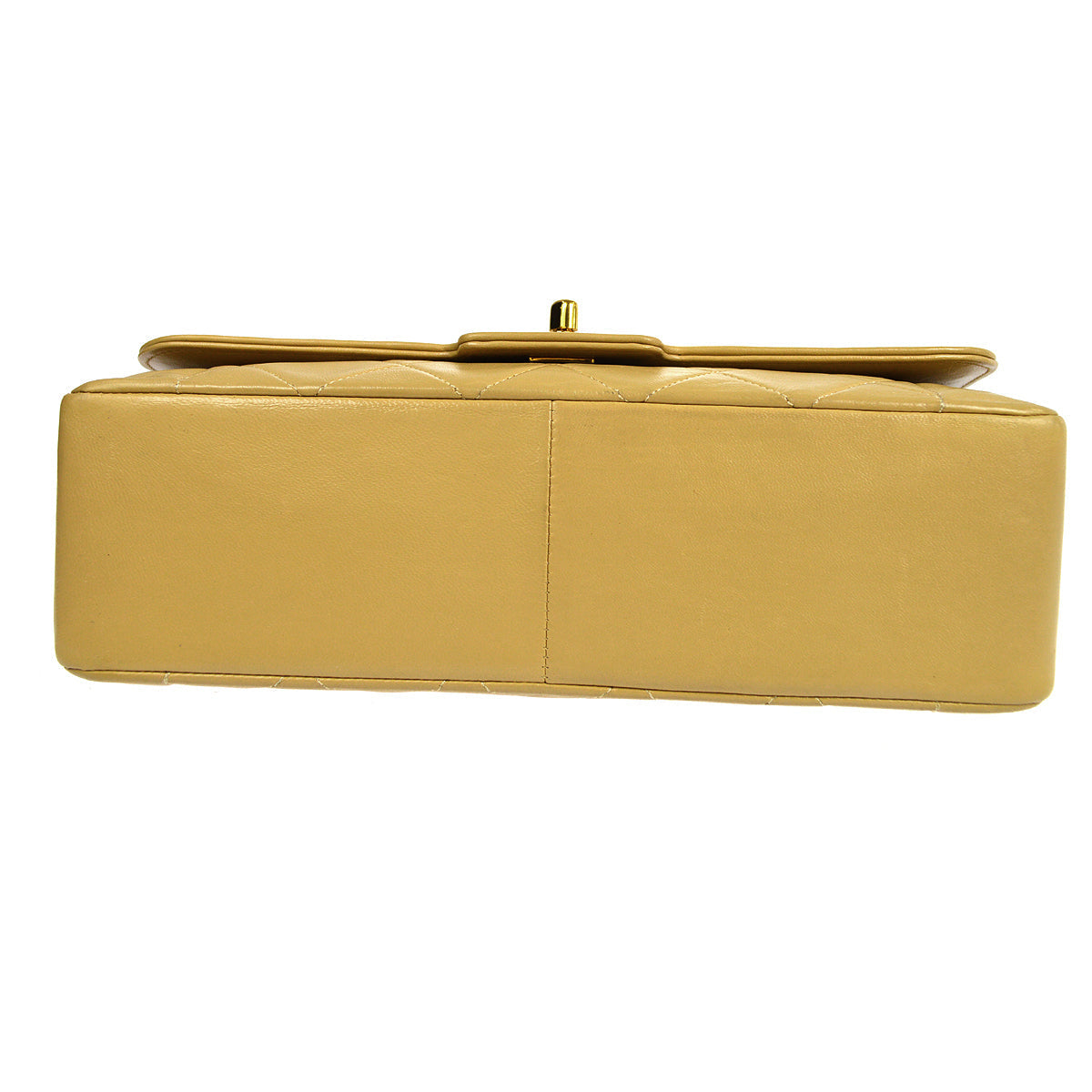 CHANEL Classic Single Flap Chain Shoulder Bag Beige Lambskin