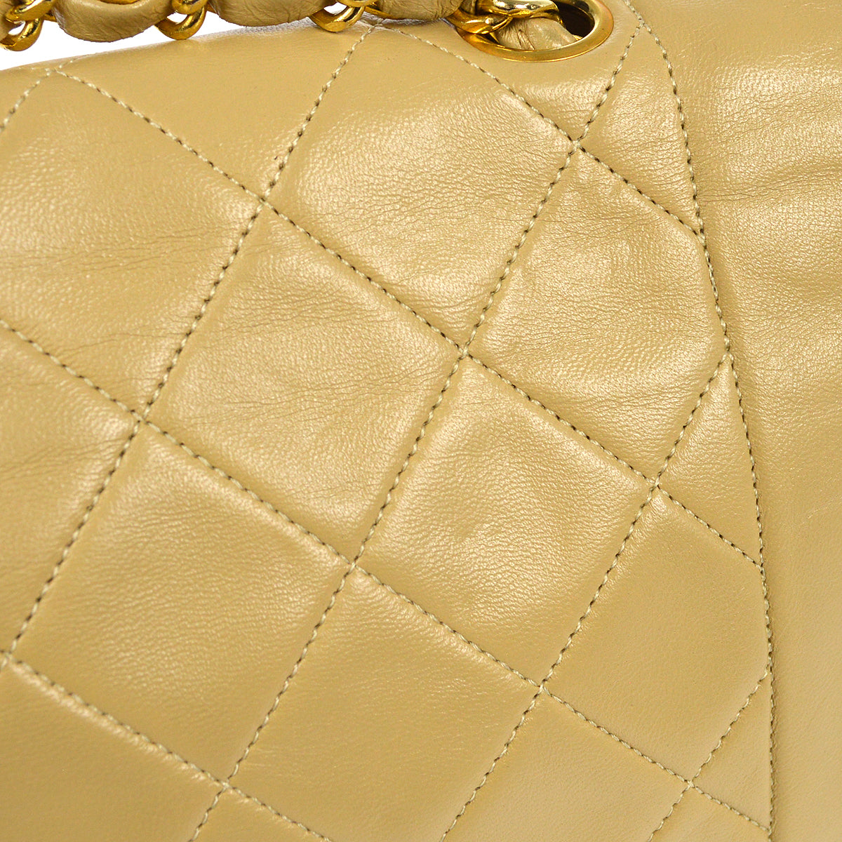 CHANEL Classic Single Flap Chain Shoulder Bag Beige Lambskin