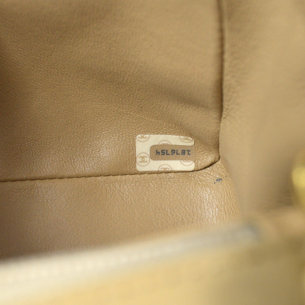 CHANEL Classic Single Flap Chain Shoulder Bag Beige Lambskin