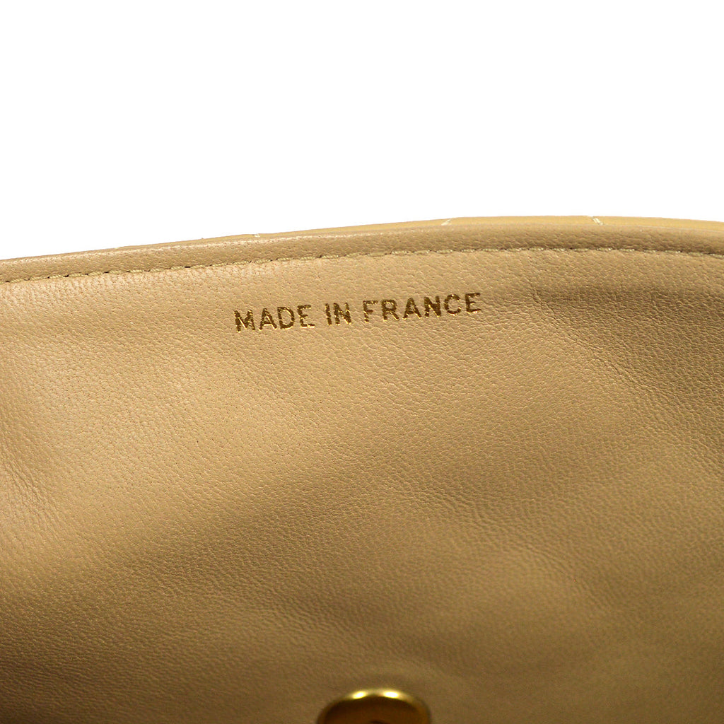CHANEL Classic Single Flap Chain Shoulder Bag Beige Lambskin