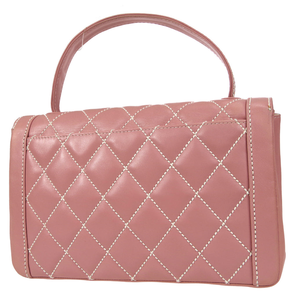 CHANEL Wild Stitch Handbag Pink Calfskin