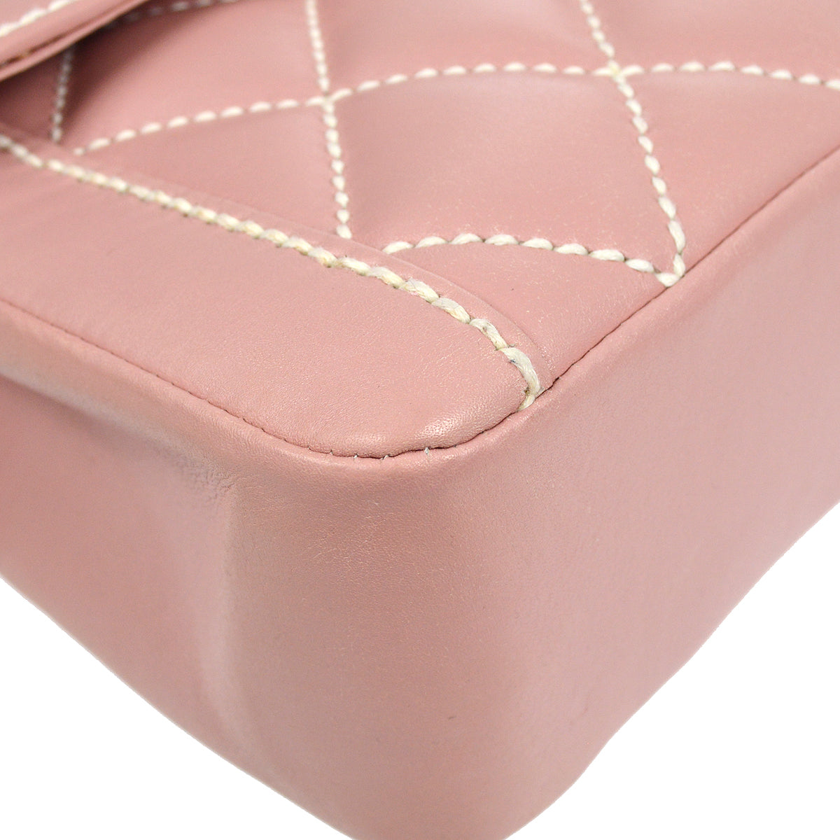 CHANEL Wild Stitch Handbag Pink Calfskin